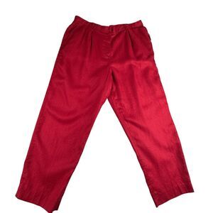 Lauren Ralp Lauren Women's Red Linen Pants Pleaded Size 20W